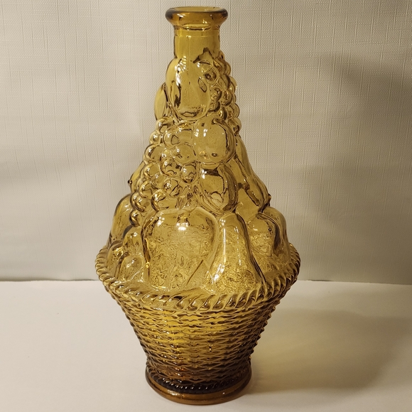 Vintage Empoli Amber Fruit Basket Italian Genie Bottle Decanter- PLEASE READ - Picture 10 of 11